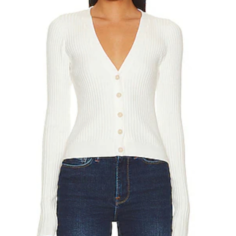 Good American Cozy Rib Top in Ivory Size Small